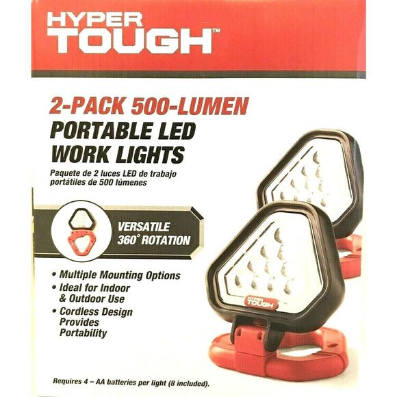 HyperTough 2-pack 500 Lumen Portable LED Work Light Model LM58317-2 Battery Op - Picture 1 of 5